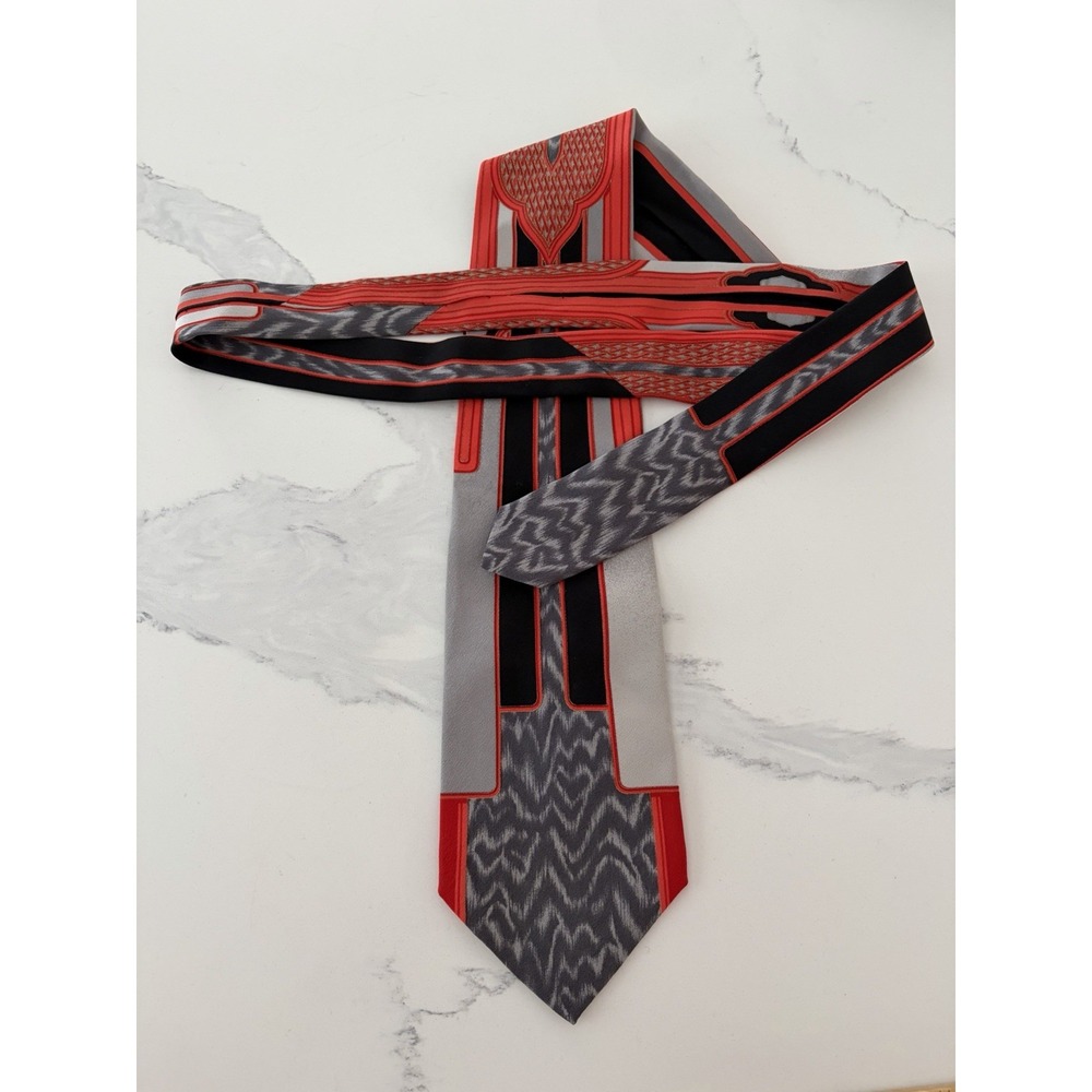 Vitaliano Pancaldi for Baccellino Silk Tie Black Red Paisley Made Italy